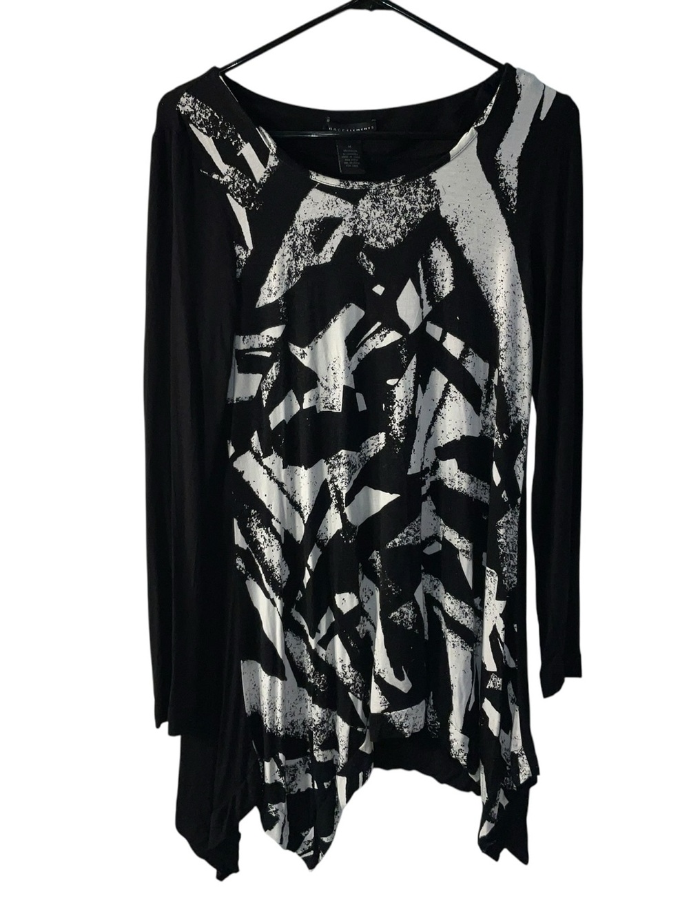 Grace Elements Black and White Abstract Crewneck Top